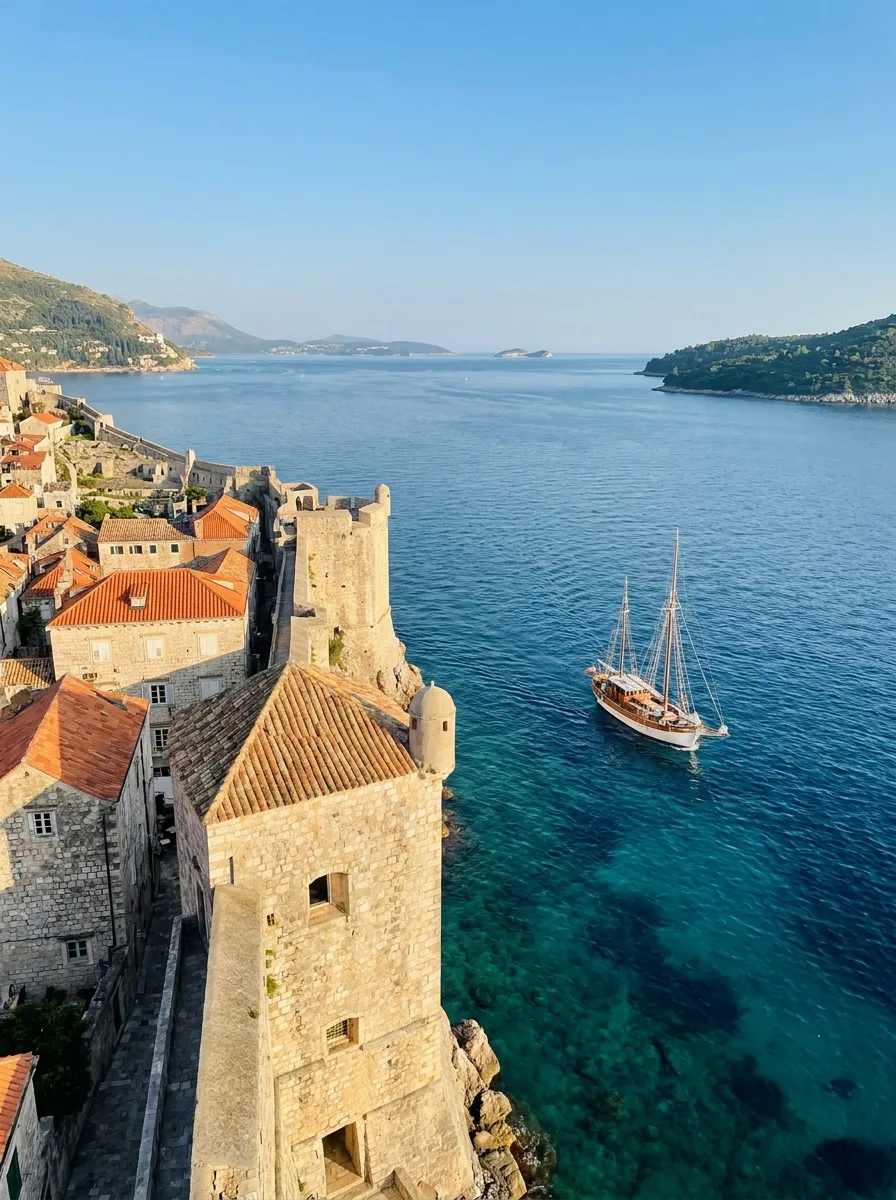 Dubrovnik view on city walls