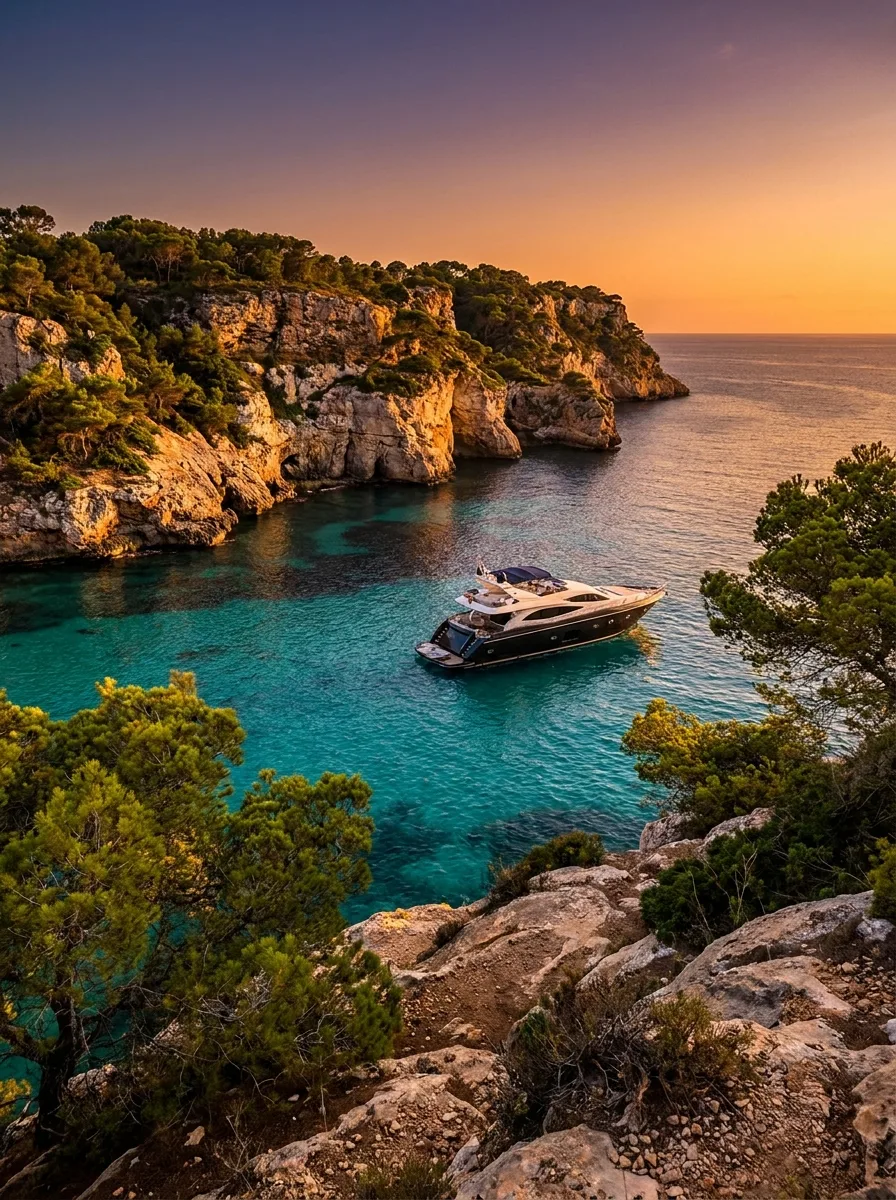 Ibiza coastal view with yachts