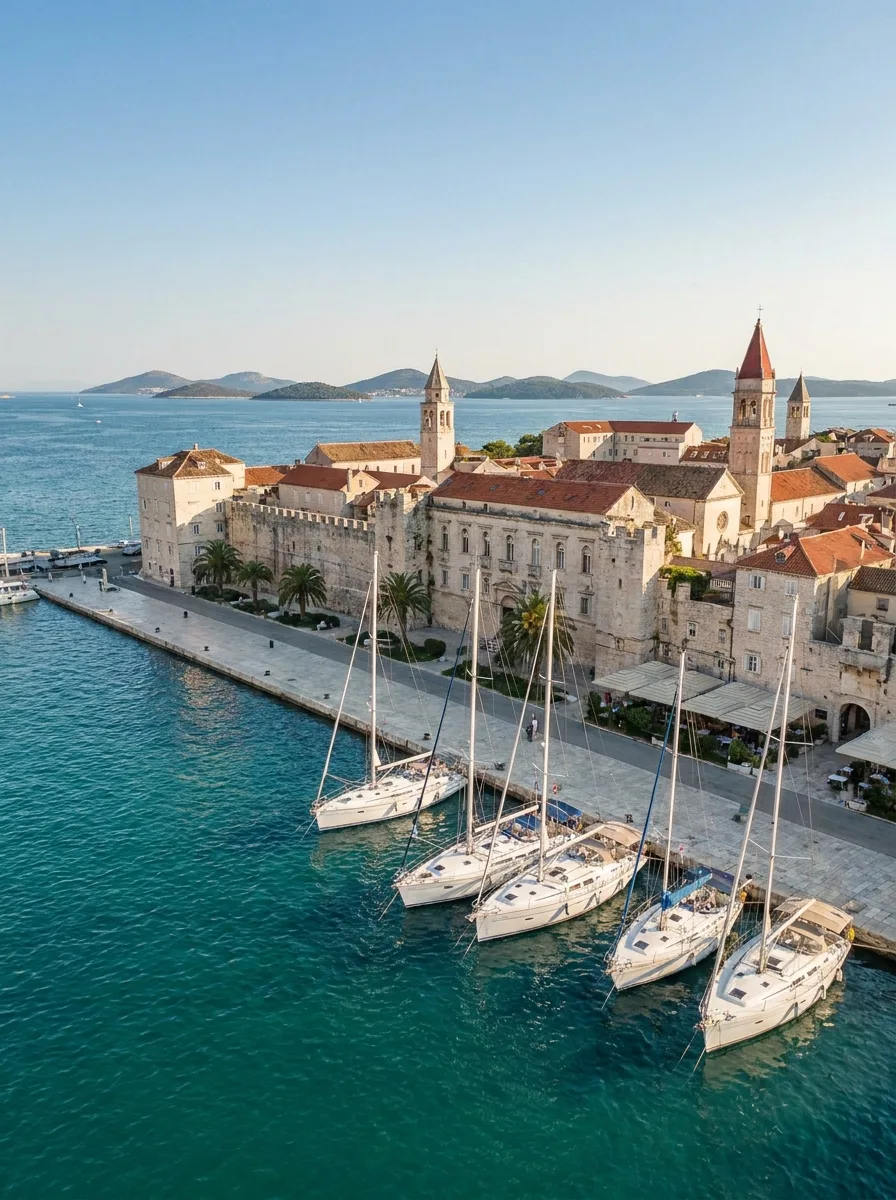 Split coastal view on harbour